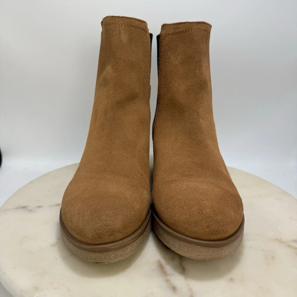Avellini Brown Suede Chelsea Bootie Crepe Sole Made In Portugal Women's EU39/US8
